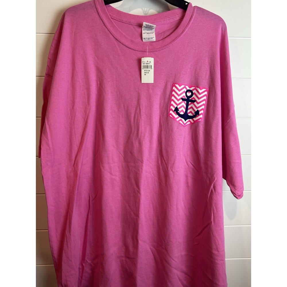 "Drop Your Anchor" Pink Gildan Heavy Cotton Tshirt 100% Cotton‎ Sz 3X